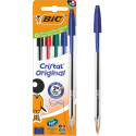 Bic Cristal balpen, medium, blister van 5 stuks: zwart, rood, groen en 2 x blauw