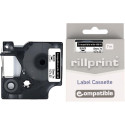 Rillprint compatible D1 tape voor Dymo 45010, 12 mm, zwart op transparant