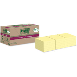 Post-it Super Sticky Notes Recycled, 70 Sheets, 3 x 3 in, Yellow, 14 + 4 Free Pads