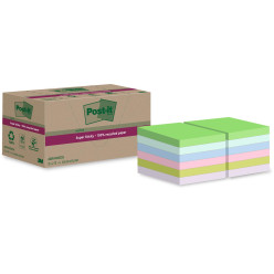 Post-it Super Sticky Notes Recycled, 70 feuilles, ft 47,6 x 47,6 mm, assorti, paquet de 12 blocs