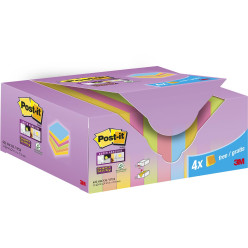 Post-it Super Sticky Notes Color, 90 Sheets, 47.6 x 47.6 mm, Pack of 20 Plus 4 Free