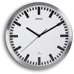 MAULpilot wandklok, radiogestuurd, diameter 30,5 x 4,5 cm, aluminium kader