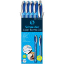 Schneider Slider Memo XB Ballpoint Pen Blue Extra Broad 4 Pack Plus 1 Rave Free