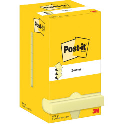 Post-it Super Sticky Z-Notes 76 x 76 mm Yellow Pack of 12 Pads 100 Sheets per Pad