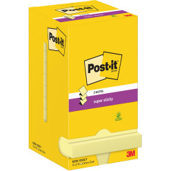Post-It Super Sticky Z-Notes, 90 vel, ft 76 x 76 mm, geel, pak van 12 blokken