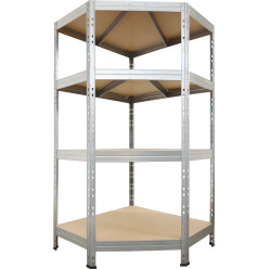 AR Shelving rek Corner Rivet, ft 180 x 90 x 90 x 45 cm, 4 legborden uit HDF, gegalvaniseerd