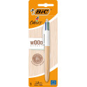 BIC 4 Colours Wood Style Ballpoint Pen Medium 4 Classic Ink Colors Blister Pack
