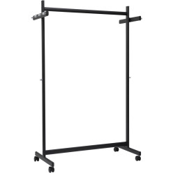 MAUL kledingrek samba mobiel, ft 115 x 173 x 51 cm, max. 40 kg, met 8 haken, zwart RAL9004