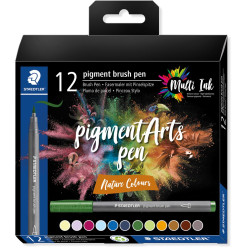 Staedtler Pigment Arts Brush Pen Set of 12 Nature Colours