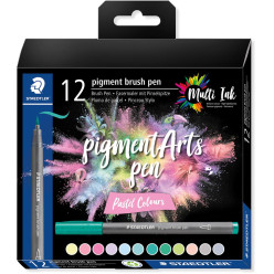 Staedtler Pigment Arts Brush Pen Set 12 Pastel Colors