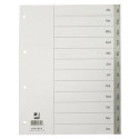 Q-CONNECT tabbladen, A4, PP, 11-gaatsperforatie, met indexblad, set van Jan-Dec, grijs