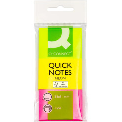 Q-CONNECT Quick Notes Neon 38 x 51 mm 50 Sheets Pack of 3