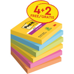 Post-it Super Sticky Notes Carnival Collection 3 x 3 in 90 Sheets 4 Plus 2 Free Pads
