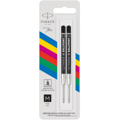 Parker QuinkFlow Ballpoint Pen Refills Medium Tip Black Pack of 2