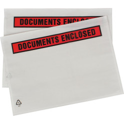 Paklijstenvelop Dokulops A5, ft 225 x 160 mm, doos van 1000 stuks, tekst: documents enclosed