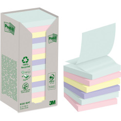 Post-it Recycled Z-Notes 76 x 76 mm 100 Sheets per Pad Assorted Pack of 16 Pads