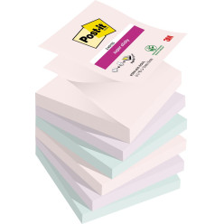 Post-it Super Sticky Z-Notes Soulful, 3 x 3 in, Assorted Colors, 90 Sheets/Pad, Pack of 6 Pads