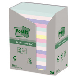 Post-it Recycled Notes, 76 x 127 mm, 100 Sheets per Pad, Pack of 16, Assorted Colors