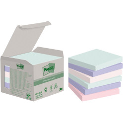Post-it Recycled Notes, 76 mm x 76 mm, 100 Sheets per Pad, Pack of 6 Pads, Assorted Colors