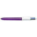 BIC 4 Colours Shine Ballpen Metallic Lilac Body Medium Point 4 Classic Ink Colours