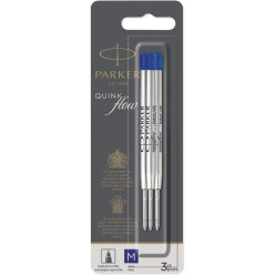 Parker Quinkflow Ballpoint Pen Refill Medium Blue Pack of 3