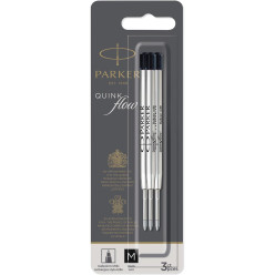 Parker Quinkflow Ballpoint Pen Refill Medium Tip Black Pack of 3