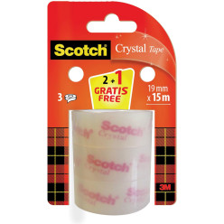 Scotch Crystal tape, 19 mm x 15 m,2 rollen + 1 gratis