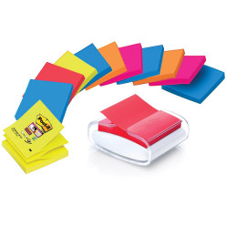 Post-it Super Sticky z-notes dévidoir Pro Color wit, pour ft 76 x 76 mm, 12 blocs jaune inclus