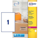 AVERY Zweckform L7567-25 Versandetiketten/ Versandaufkleber (25 Etiketten, 210 x 297mm auf A4, bedruckbar, selbstklebend, für Pakete, Päckchen und Versandrollen) 25 Blatt, transparent