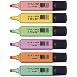 Q-CONNECT markeerstift pastel, geassorteerde kleuren, pak van 6 stuks