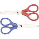 Q-CONNECT ciseaux, ft 13 cm, droite en gauche, bouts rond, inox, couleurs assorties, blister de 1 pièce