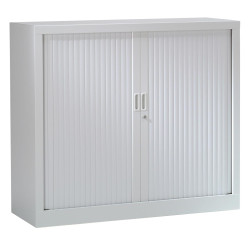 Roldeurkast, hoogte 136 cm, lichtgrijs