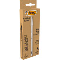 Bic balpen Cristal Re-new, zilveren lichaam, zwarte inkt, doos met 1 stuk en 2 navullingen