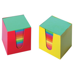 Memo Cube with Assorted Colored Sheets, Cardboard Block