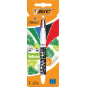 BIC 4-Color Original Retractable Ballpoint Pen, Medium Point, Classic Ink Colors, Assorted Designs