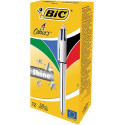 Bic Colours Shine 4-kleurenbalpen, medium, klassieke inktkleuren, lichaam zilver