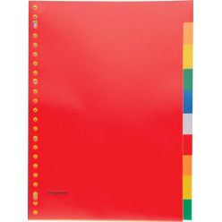 Pergamy tabbladen, ft A4, 23-gaatsperforatie, PP, 10 tabs in geassorteerde kleuren