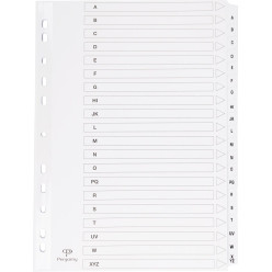 Pergamy alphabetical index dividers with cover page A4 11-hole punched A-Z with 20 tabs