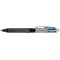 BIC 4 Colours Grip Pro Ballpoint Pen Medium Point 4 Classic Ink Colors Dark Grey Barrel