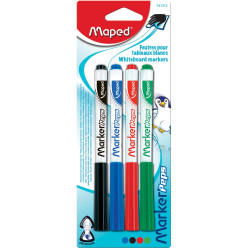Maped Marker'Peps Dry Erase Fine Tip Markers Assorted Colors Pack of 4