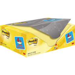 Post-it Notes, 100 Sheets, 76 x 127 mm, Yellow, Pack of 16 Pads + 4 Free