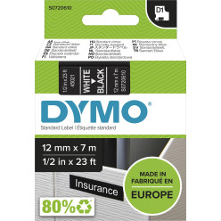 Dymo D1 tape 12 mm, wit op zwart