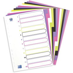 OXFORD MyColour A4 Dividers, Multicolored Polypropylene, 11 Holes, 12 Tabs