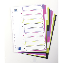 Oxford MyColour A4 Polypropylene Dividers 11-Hole 10-Tab Assorted Colors