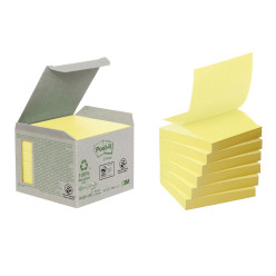 Post-it Recycled Z-Notes Canary Yellow 76 x 76 mm Pack of 6 Pads 100 Sheets per Pad