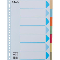 Esselte Card Dividers for A4, Cardboard, 7 Tabs, 23 Holes