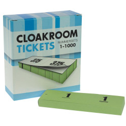 Numbered Cloakroom Ticket Books, 1 to 1000, Green