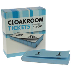 Numbered Ticket Books 1 to 1000 Blue for Cloakroom
