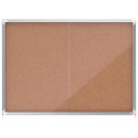 Nobo Premium Plus Indoor Notice Board With Sliding Lockable Door Cork Surface 18 x A4