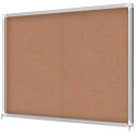 Nobo Premium Plus Indoor Notice Board With Sliding Lockable Door Cork Surface 18 x A4